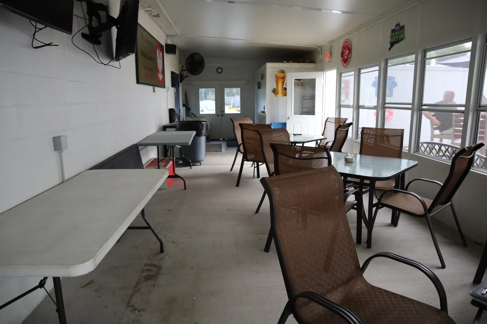 The club's enclosed porch